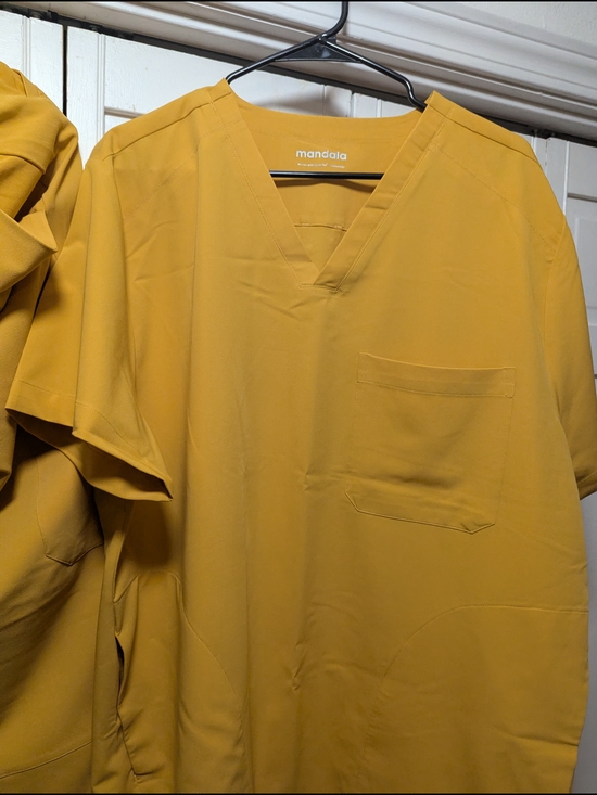 Mandala Other - Mandala Men’s Mustard Yellow Scrub Top - V-Neck Pocket